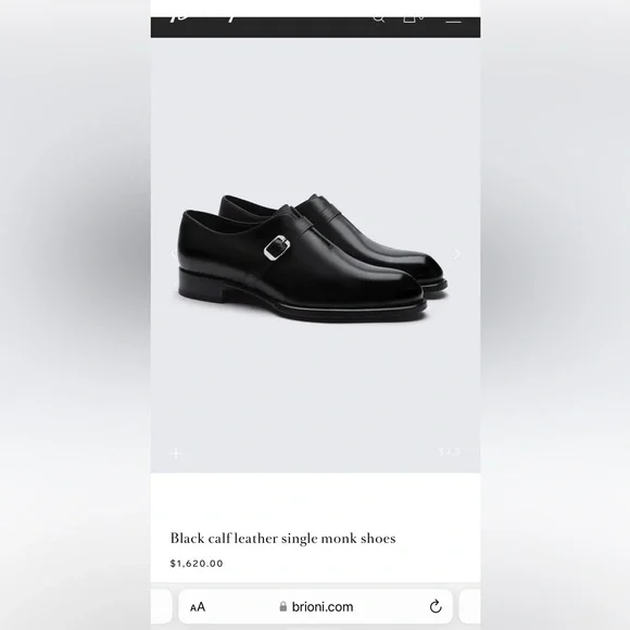 Brioni | Shoes | Brioni Black Calf Leather Single Monk Shoes 
